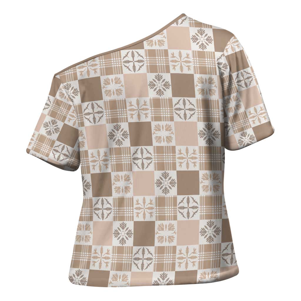 Hawaiian Palaka Quilt Pattern Cross Shoulder Shirt Hawaii Culture Bird of Paradise Exotic Motif LT9 - Polynesian Pride