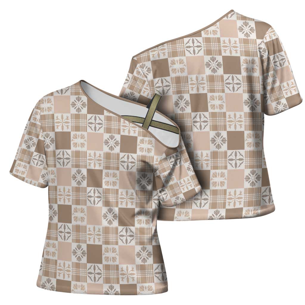 Hawaiian Palaka Quilt Pattern Cross Shoulder Shirt Hawaii Culture Bird of Paradise Exotic Motif LT9 - Polynesian Pride