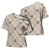 Hawaiian Palaka Quilt Pattern Cross Shoulder Shirt Hawaii Culture Bird of Paradise Exotic Motif LT9 - Polynesian Pride