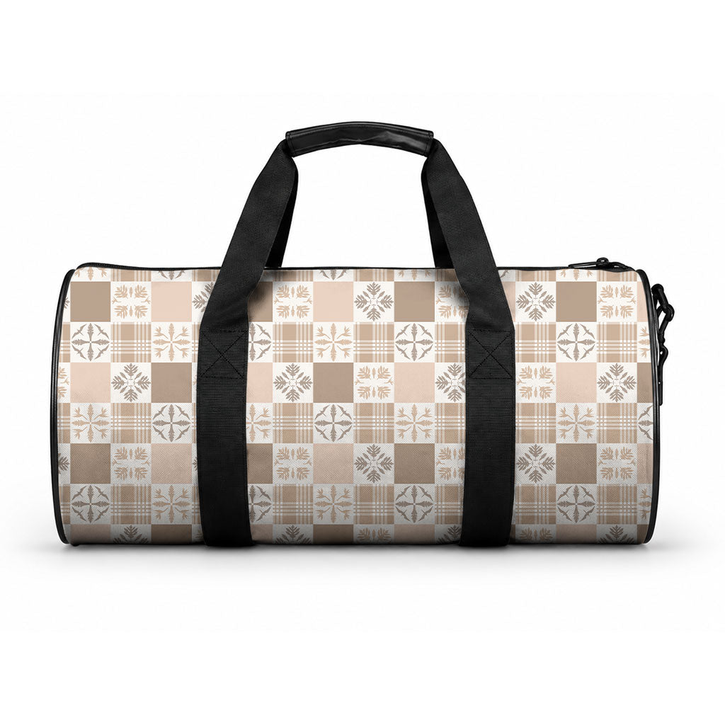 Hawaiian Palaka Quilt Pattern Duffle Bag Hawaii Culture Bird of Paradise Exotic Motif LT9 One size Beige - Polynesian Pride