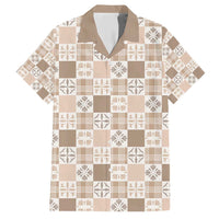 Hawaiian Palaka Quilt Pattern Family Matching Short Sleeve Bodycon Dress and Hawaiian Shirt Hawaii Culture Bird of Paradise Exotic Motif LT9 Dad's Shirt - Short Sleeve Beige - Polynesian Pride