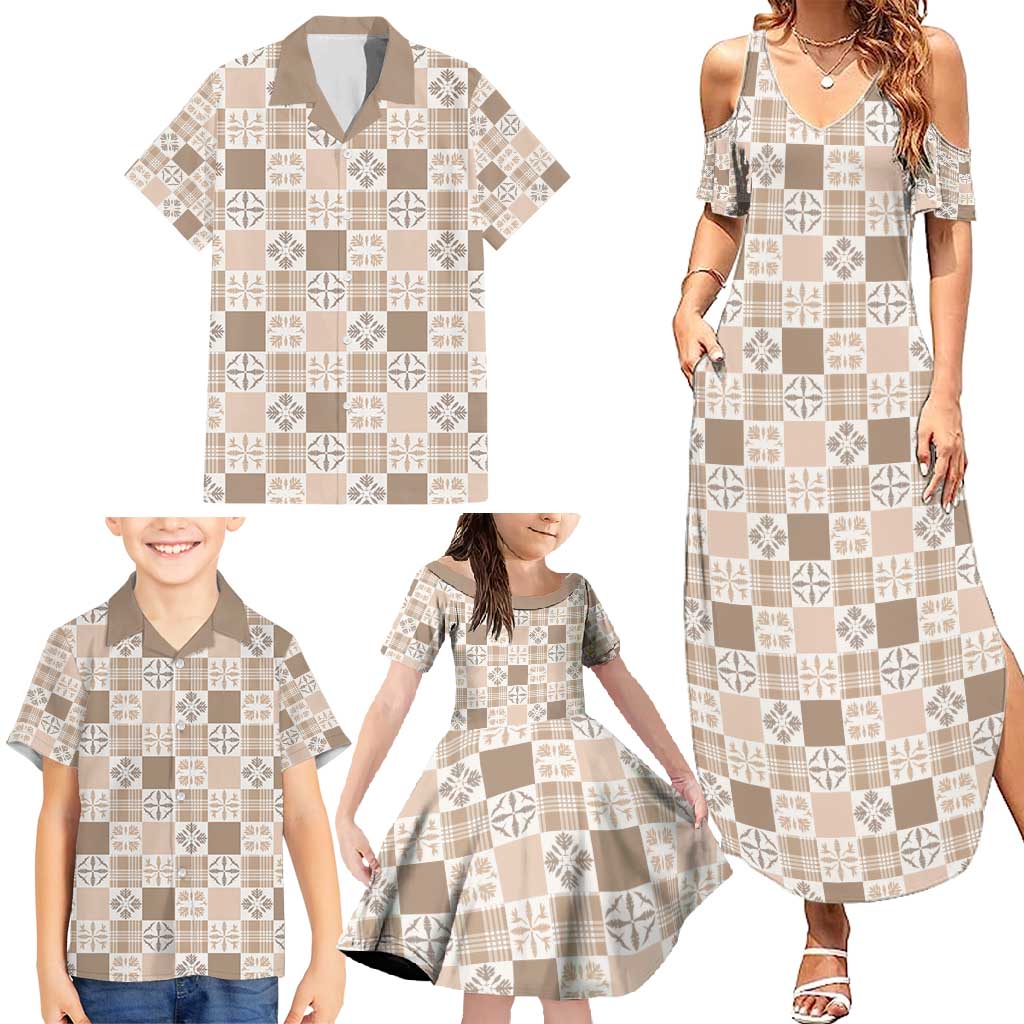 Hawaiian Palaka Quilt Pattern Family Matching Summer Maxi Dress and Hawaiian Shirt Hawaii Culture Bird of Paradise Exotic Motif LT9 - Polynesian Pride