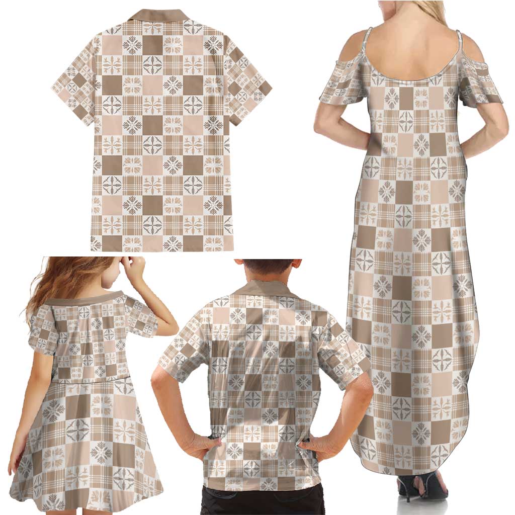 Hawaiian Palaka Quilt Pattern Family Matching Summer Maxi Dress and Hawaiian Shirt Hawaii Culture Bird of Paradise Exotic Motif LT9 - Polynesian Pride