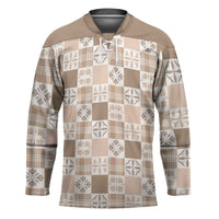 Hawaiian Palaka Quilt Pattern Hockey Jersey Hawaii Culture Bird of Paradise Exotic Motif LT9 Unisex Beige - Polynesian Pride