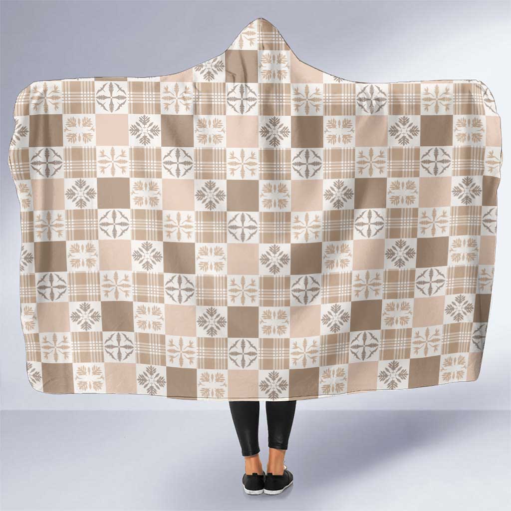 Hawaiian Palaka Quilt Pattern Hooded Blanket Hawaii Culture Bird of Paradise Exotic Motif LT9 One Size Beige - Polynesian Pride