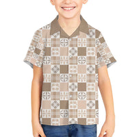 Hawaiian Palaka Quilt Pattern Kid Hawaiian Shirt Hawaii Culture Bird of Paradise Exotic Motif LT9 Kid Beige - Polynesian Pride