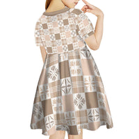 Hawaiian Palaka Quilt Pattern Kid Short Sleeve Dress Hawaii Culture Bird of Paradise Exotic Motif LT9 - Polynesian Pride