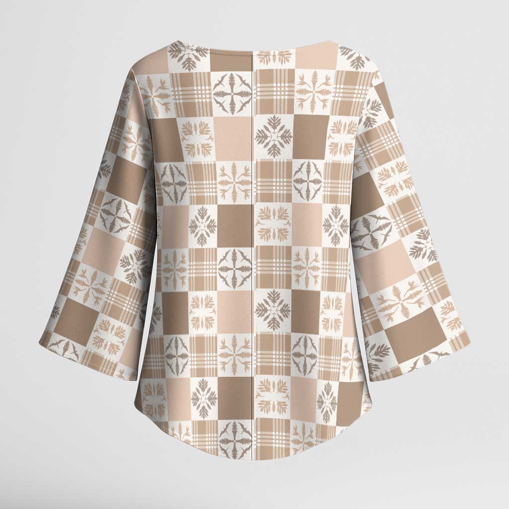 Hawaiian Palaka Quilt Pattern Kimono Sleeve Blouse Hawaii Culture Bird of Paradise Exotic Motif LT9 - Polynesian Pride