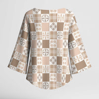 Hawaiian Palaka Quilt Pattern Kimono Sleeve Blouse Hawaii Culture Bird of Paradise Exotic Motif LT9 - Polynesian Pride