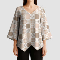 Hawaiian Palaka Quilt Pattern Kimono Sleeve Blouse Hawaii Culture Bird of Paradise Exotic Motif LT9 - Polynesian Pride
