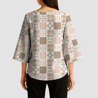 Hawaiian Palaka Quilt Pattern Kimono Sleeve Blouse Hawaii Culture Bird of Paradise Exotic Motif LT9 - Polynesian Pride