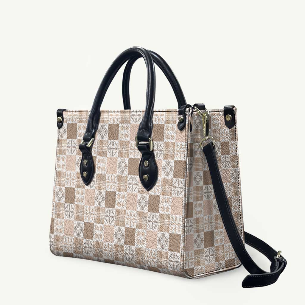 Hawaiian Palaka Quilt Pattern Leather Bag Hawaii Culture Bird of Paradise Exotic Motif - Polynesian Pride