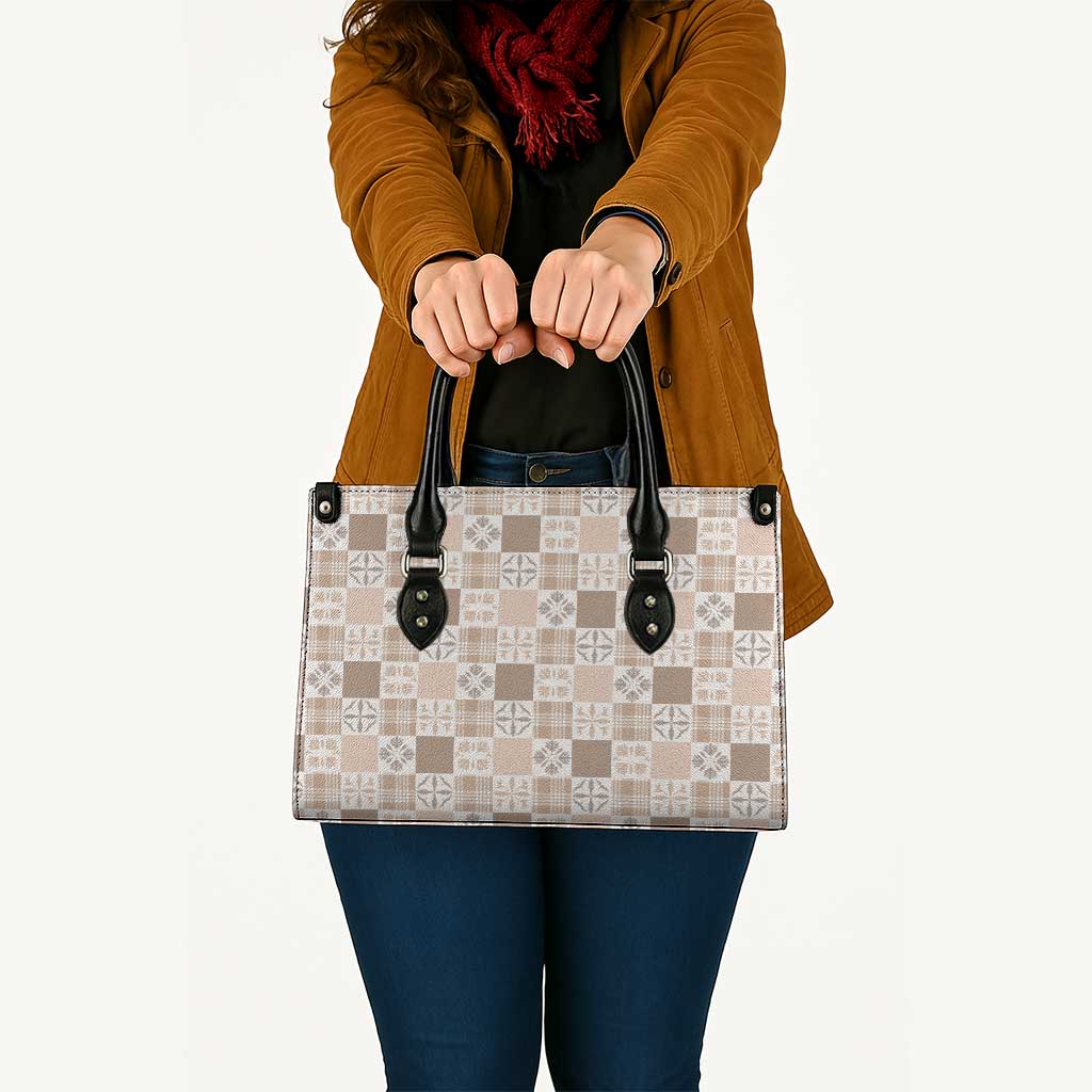 Hawaiian Palaka Quilt Pattern Leather Bag Hawaii Culture Bird of Paradise Exotic Motif - Polynesian Pride