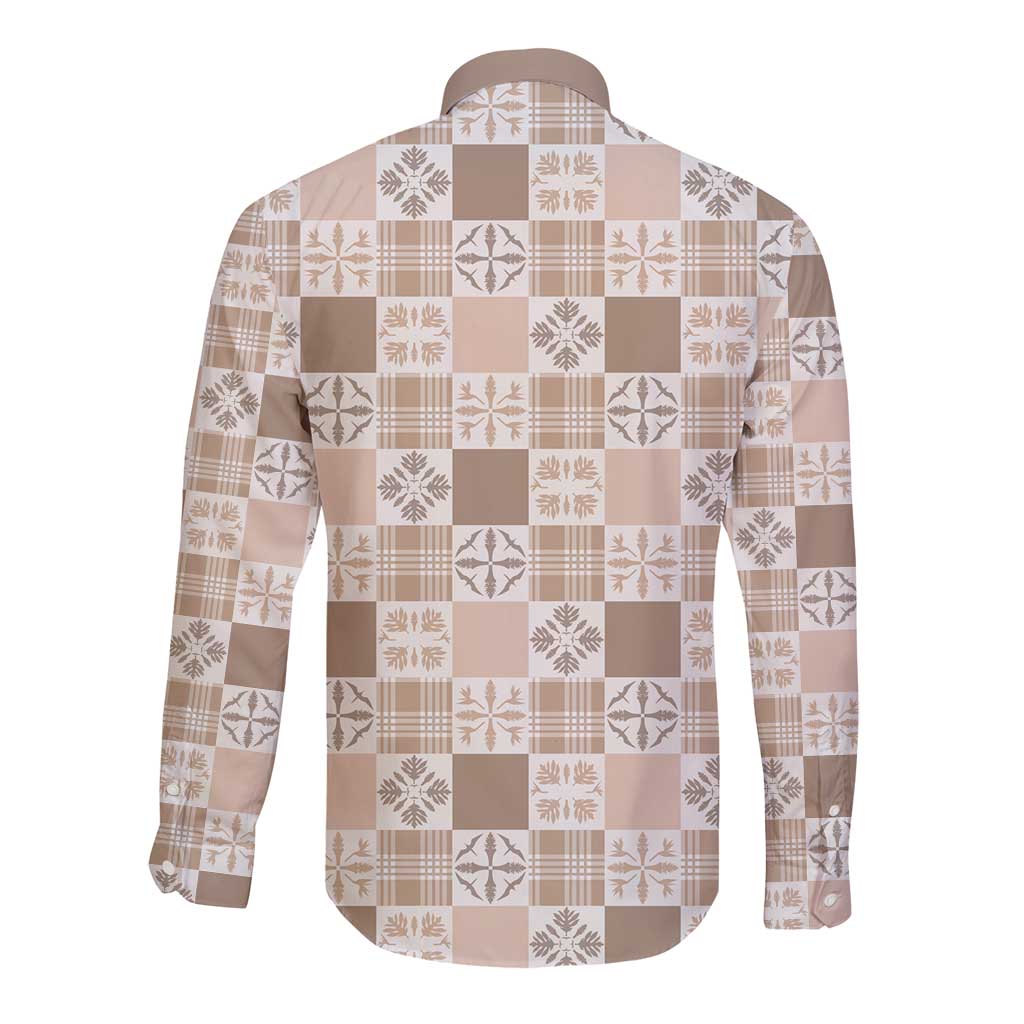 Hawaiian Palaka Quilt Pattern Long Sleeve Button Shirt Hawaii Culture Bird of Paradise Exotic Motif LT9 - Polynesian Pride