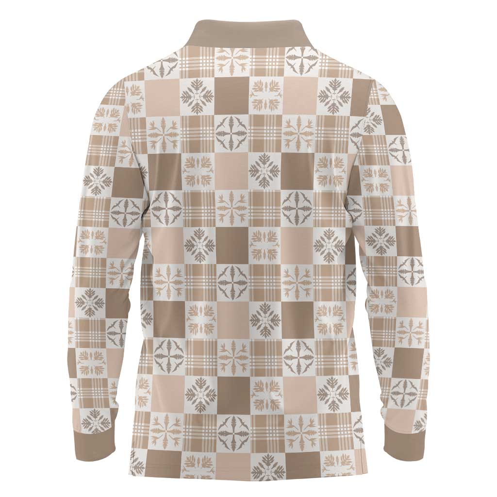 Hawaiian Palaka Quilt Pattern Long Sleeve Polo Shirt Hawaii Culture Bird of Paradise Exotic Motif LT9 - Polynesian Pride