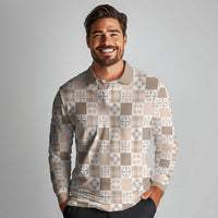 Hawaiian Palaka Quilt Pattern Long Sleeve Polo Shirt Hawaii Culture Bird of Paradise Exotic Motif LT9 - Polynesian Pride