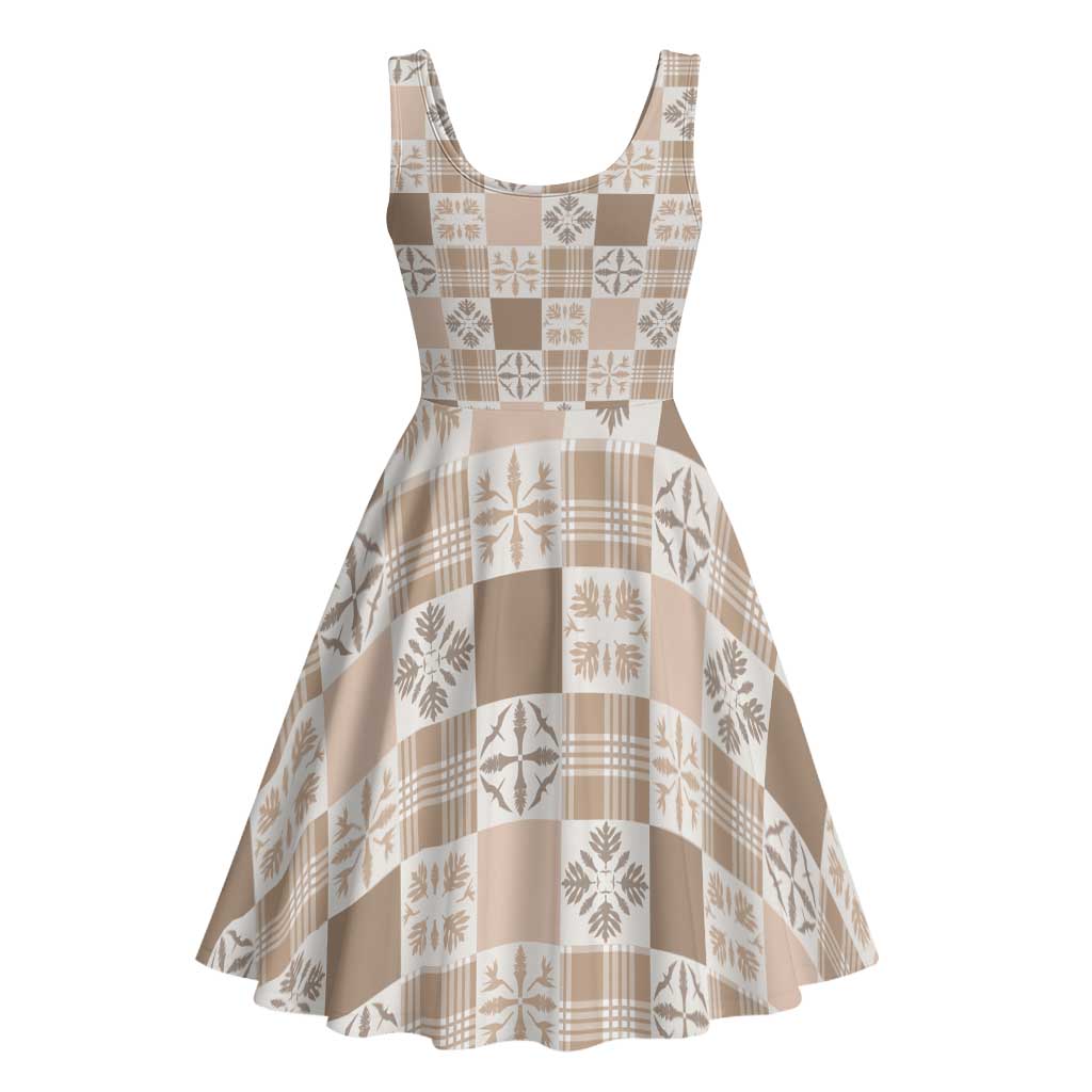 Hawaiian Palaka Quilt Pattern Midi Dress Hawaii Culture Bird of Paradise Exotic Motif LT9 - Polynesian Pride