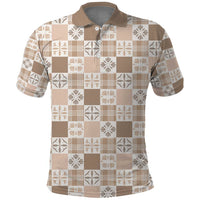 Hawaiian Palaka Quilt Pattern Polo Shirt Hawaii Culture Bird of Paradise Exotic Motif LT9 Beige - Polynesian Pride