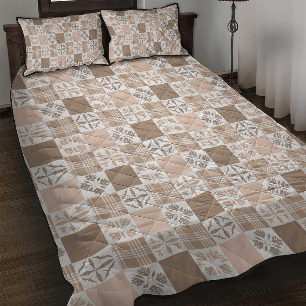 Hawaiian Palaka Quilt Pattern Quilt Bed Set Hawaii Culture Bird of Paradise Exotic Motif LT9 Beige - Polynesian Pride