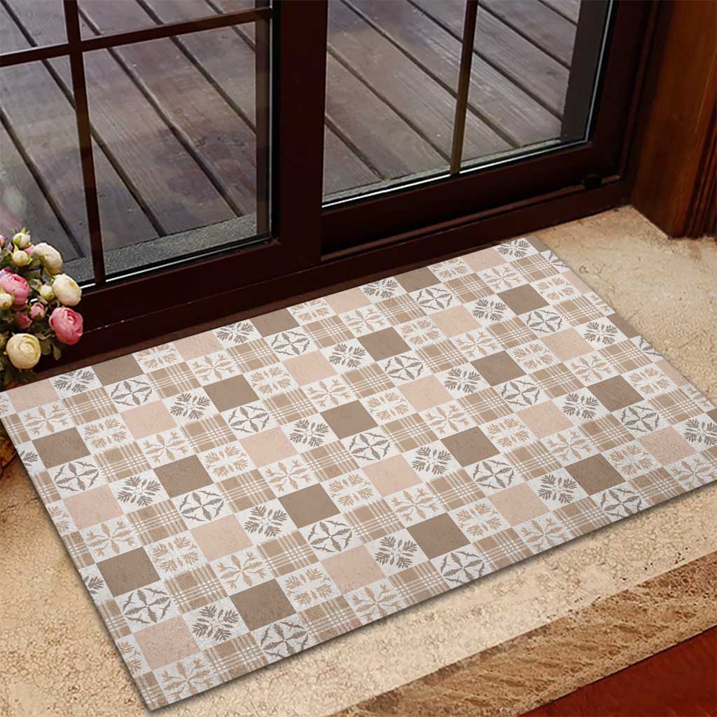 Hawaiian Palaka Quilt Pattern Rubber Doormat Hawaii Culture Bird of Paradise Exotic Motif - Polynesian Pride