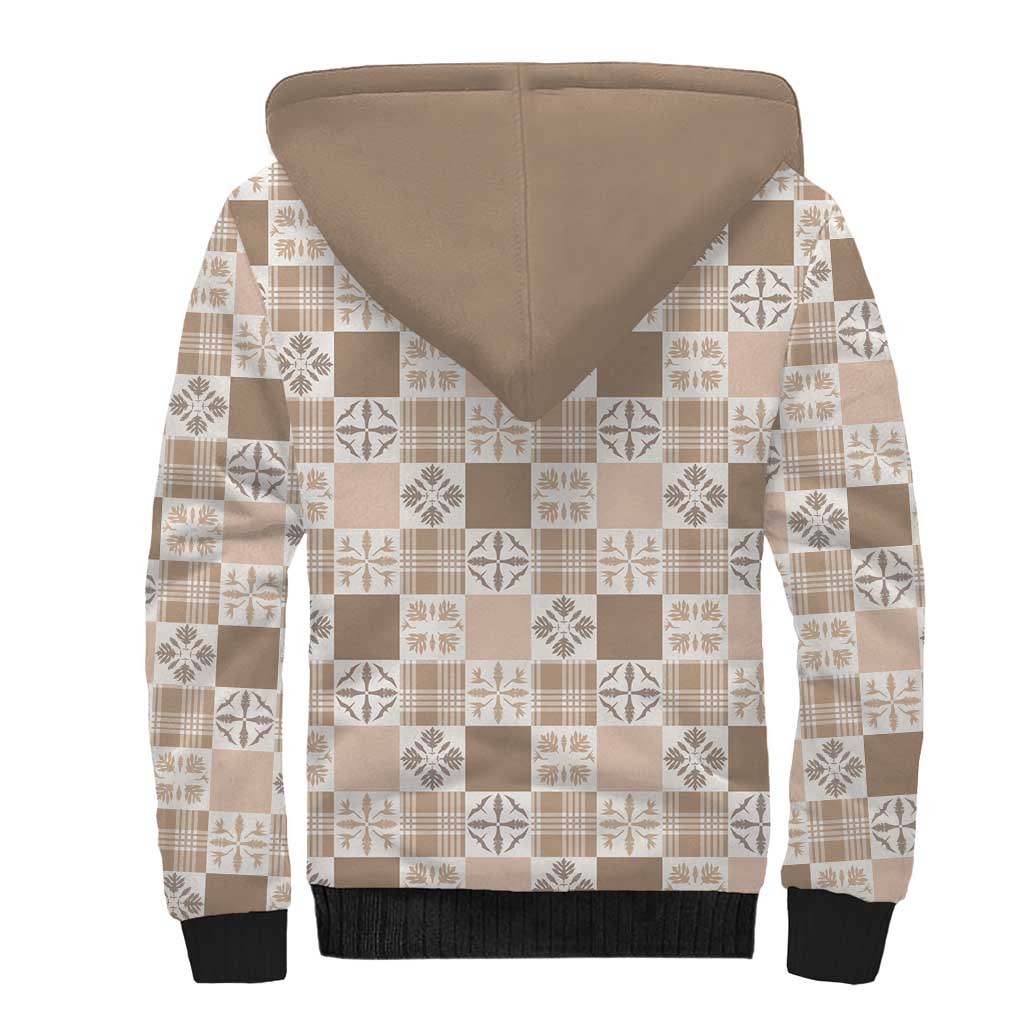 Hawaiian Palaka Quilt Pattern Sherpa Hoodie Hawaii Culture Bird of Paradise Exotic Motif LT9 - Polynesian Pride