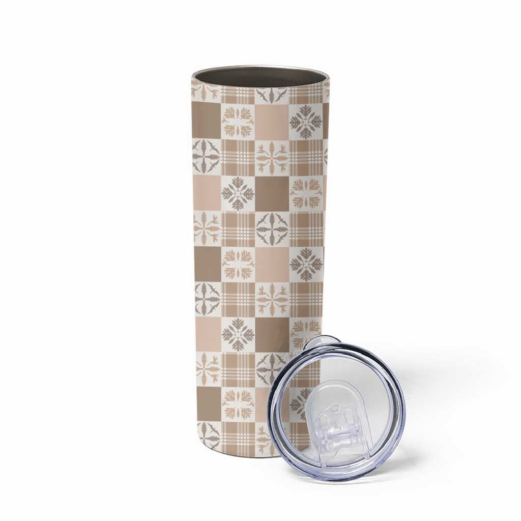 Hawaiian Palaka Quilt Pattern Skinny Tumbler Hawaii Culture Bird of Paradise Exotic Motif LT9 - Polynesian Pride