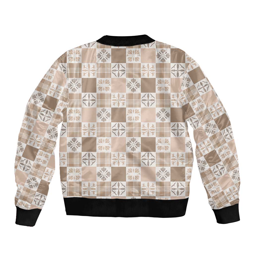 Hawaiian Palaka Quilt Pattern Sleeve Zip Bomber Jacket Hawaii Culture Bird of Paradise Exotic Motif LT9 - Polynesian Pride