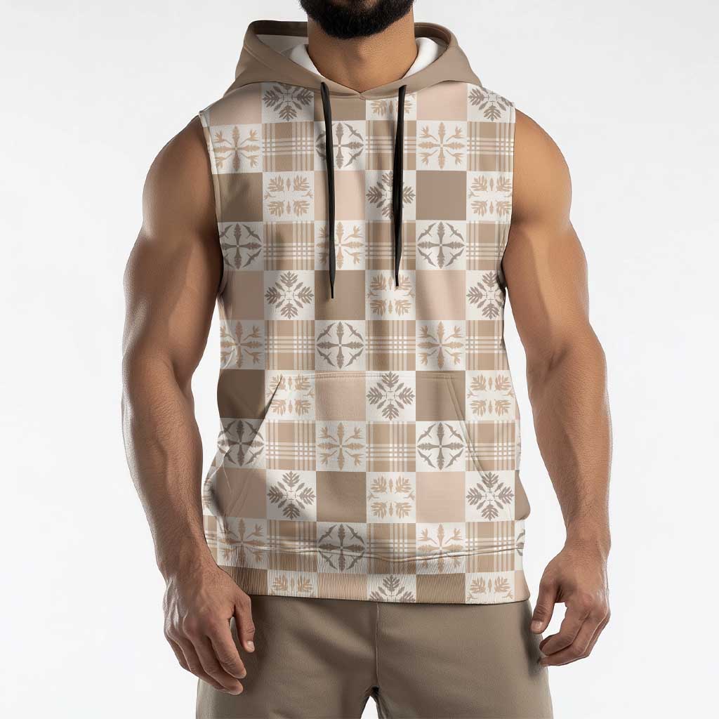 Hawaiian Palaka Quilt Pattern Sleeveless Hoodie Hawaii Culture Bird of Paradise Exotic Motif LT9 - Polynesian Pride