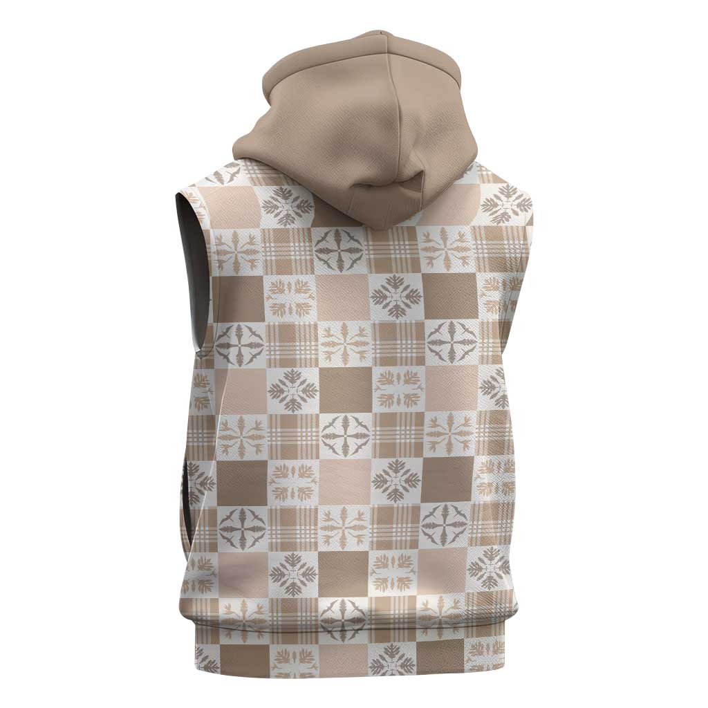 Hawaiian Palaka Quilt Pattern Sleeveless Zip Hoodie Hawaii Culture Bird of Paradise Exotic Motif LT9 - Polynesian Pride