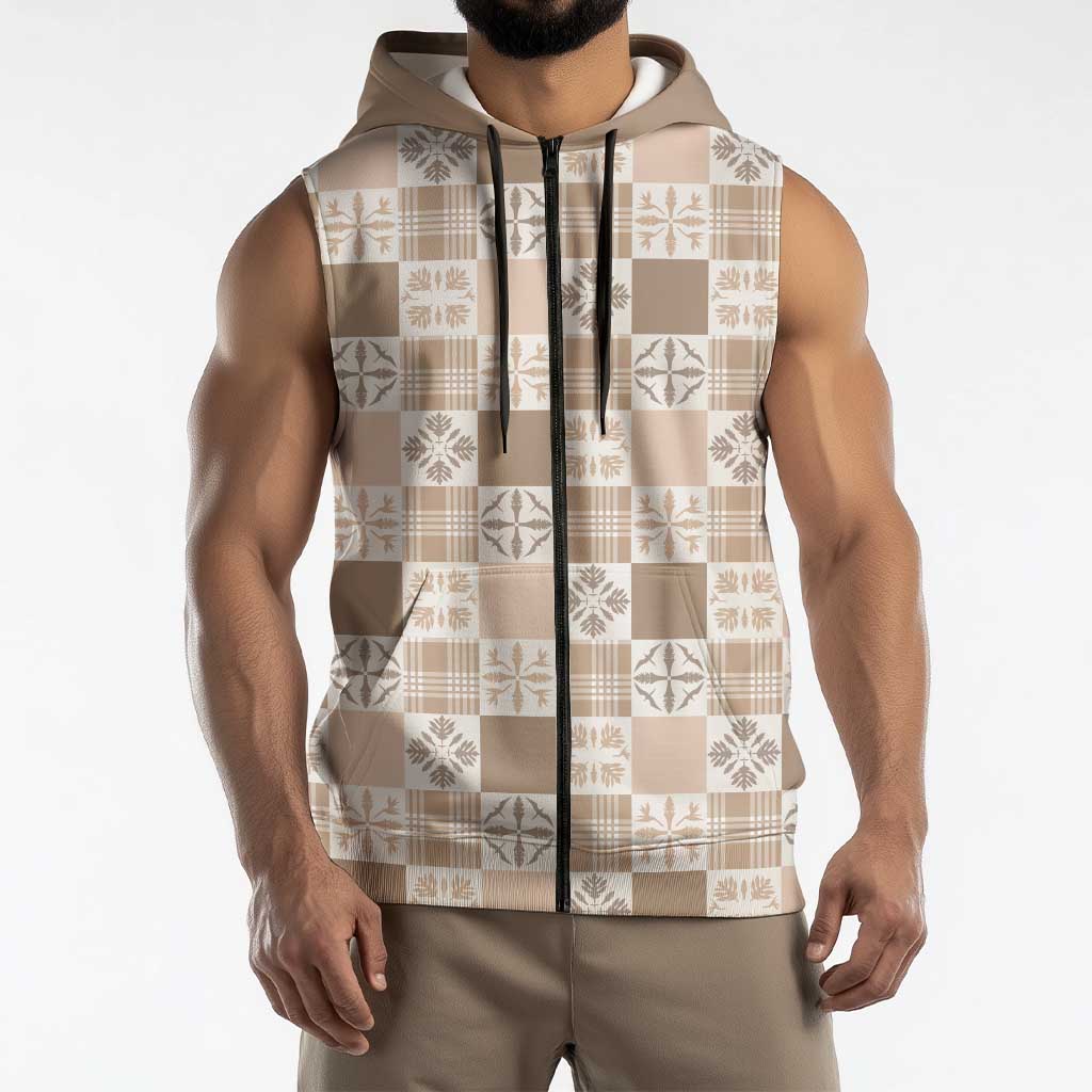 Hawaiian Palaka Quilt Pattern Sleeveless Zip Hoodie Hawaii Culture Bird of Paradise Exotic Motif LT9 - Polynesian Pride