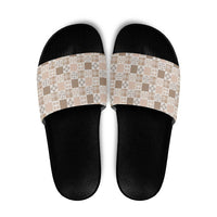 Hawaiian Palaka Quilt Pattern Slide Sandals Hawaii Culture Bird of Paradise Exotic Motif LT9 Beige - Polynesian Pride