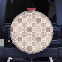 Hawaiian Palaka Quilt Pattern Spare Tire Cover Hawaii Culture Bird of Paradise Exotic Motif LT9 No hole Beige - Polynesian Pride