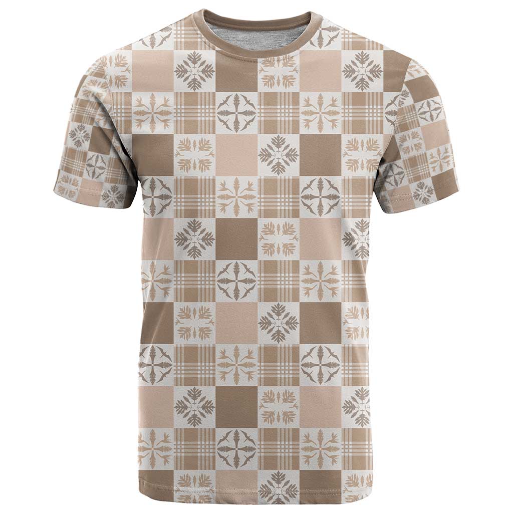 Hawaiian Palaka Quilt Pattern T Shirt Hawaii Culture Bird of Paradise Exotic Motif LT9 Beige - Polynesian Pride