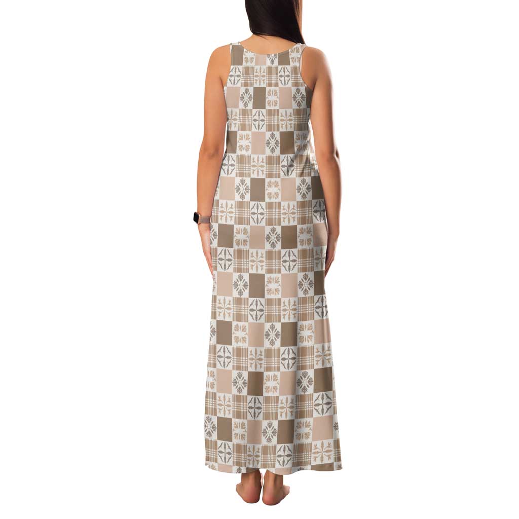 Hawaiian Palaka Quilt Pattern Tank Maxi Dress Hawaii Culture Bird of Paradise Exotic Motif LT9 - Polynesian Pride