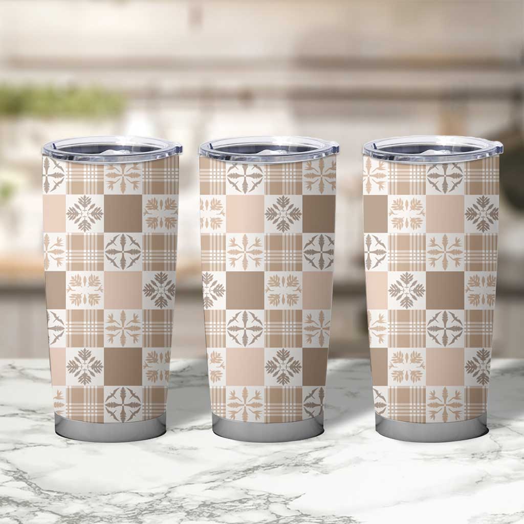 Hawaiian Palaka Quilt Pattern Tumbler Cup Hawaii Culture Bird of Paradise Exotic Motif LT9 - Polynesian Pride