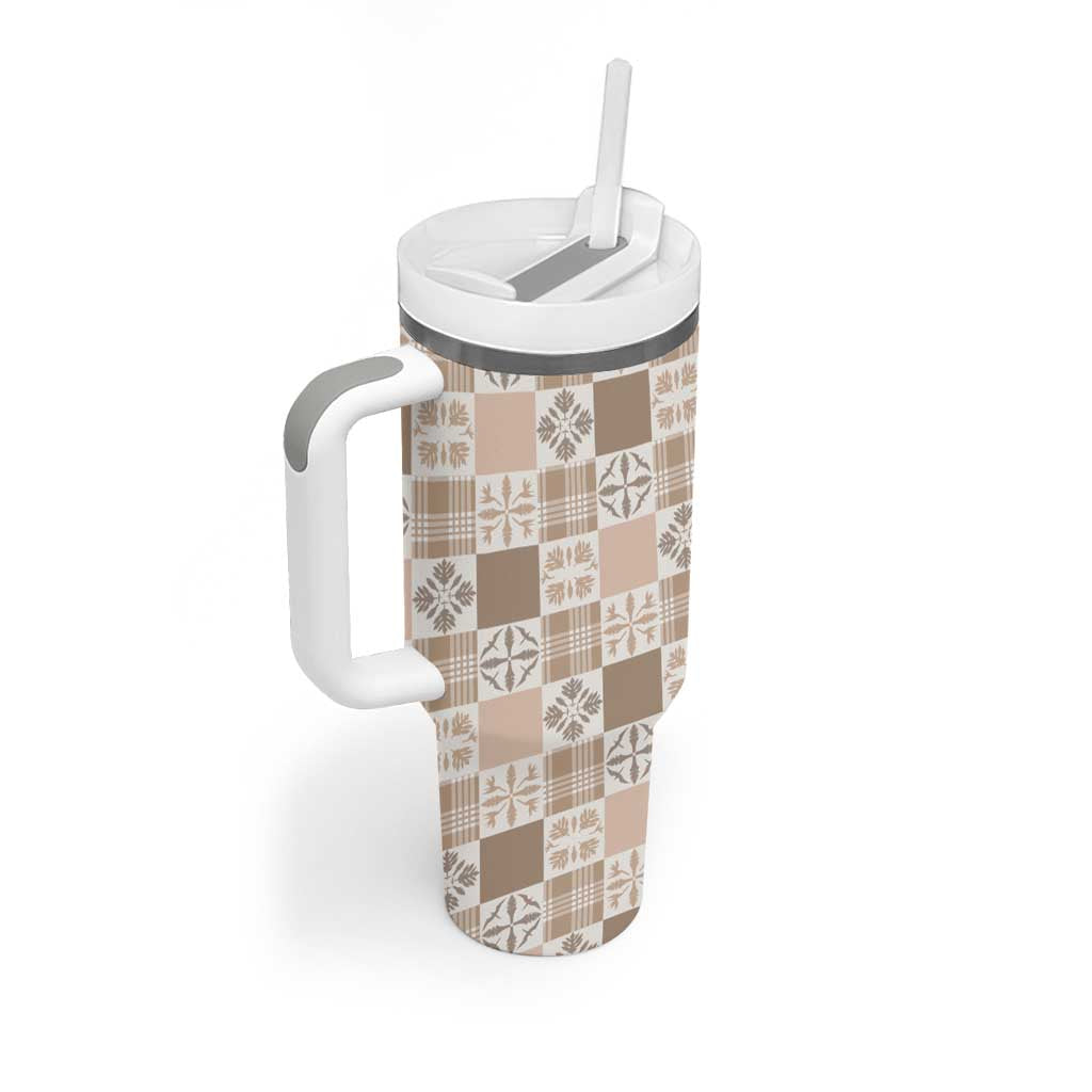 Hawaiian Palaka Quilt Pattern Tumbler With Handle Hawaii Culture Bird of Paradise Exotic Motif LT9 - Polynesian Pride