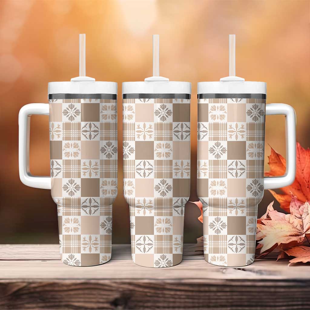 Hawaiian Palaka Quilt Pattern Tumbler With Handle Hawaii Culture Bird of Paradise Exotic Motif LT9 - Polynesian Pride