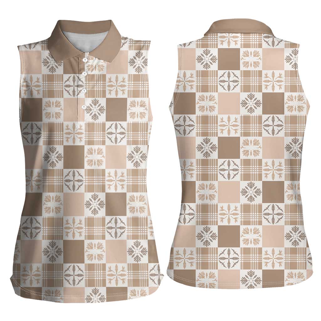 Hawaiian Palaka Quilt Pattern Women Sleeveless Polo Shirt Hawaii Culture Bird of Paradise Exotic Motif LT9 - Polynesian Pride