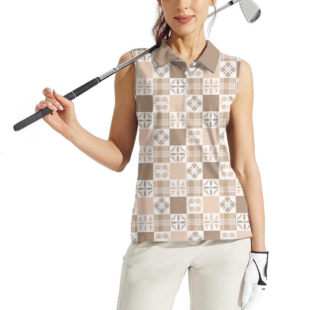 Hawaiian Palaka Quilt Pattern Women Sleeveless Polo Shirt Hawaii Culture Bird of Paradise Exotic Motif LT9 - Polynesian Pride