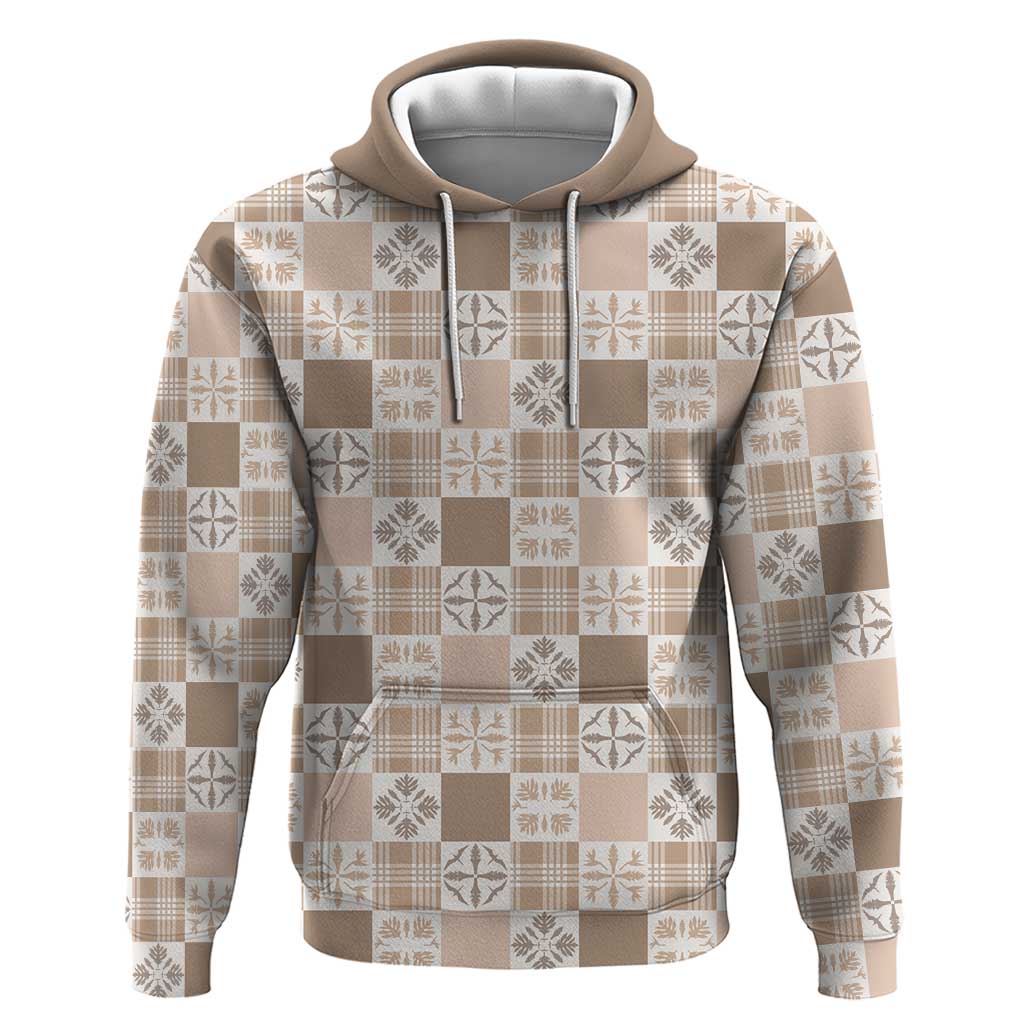 Hawaiian Palaka Quilt Pattern Zip Hoodie Hawaii Culture Bird of Paradise Exotic Motif LT9 Pullover Hoodie Beige - Polynesian Pride