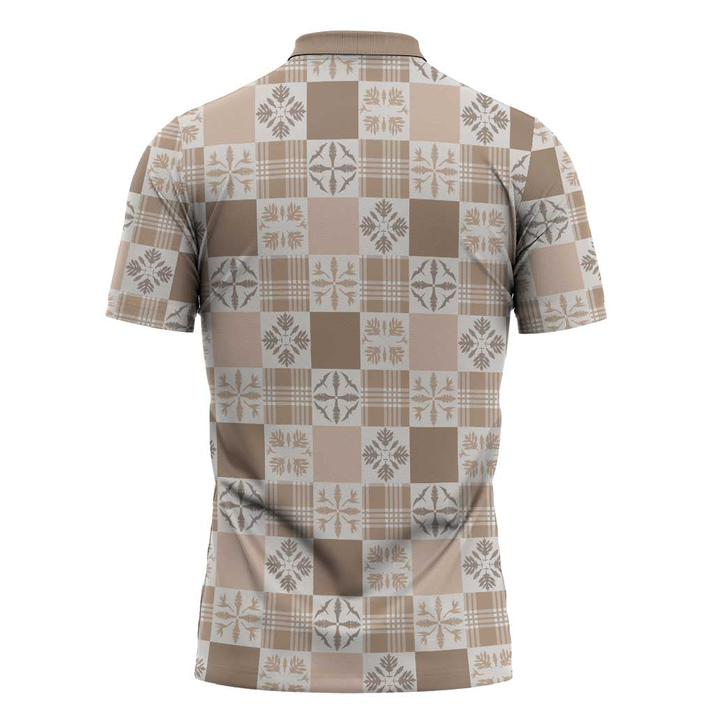 Hawaiian Palaka Quilt Pattern Zipper Polo Shirt Hawaii Culture Bird of Paradise Exotic Motif LT9 - Polynesian Pride