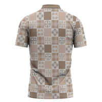 Hawaiian Palaka Quilt Pattern Zipper Polo Shirt Hawaii Culture Bird of Paradise Exotic Motif LT9 - Polynesian Pride