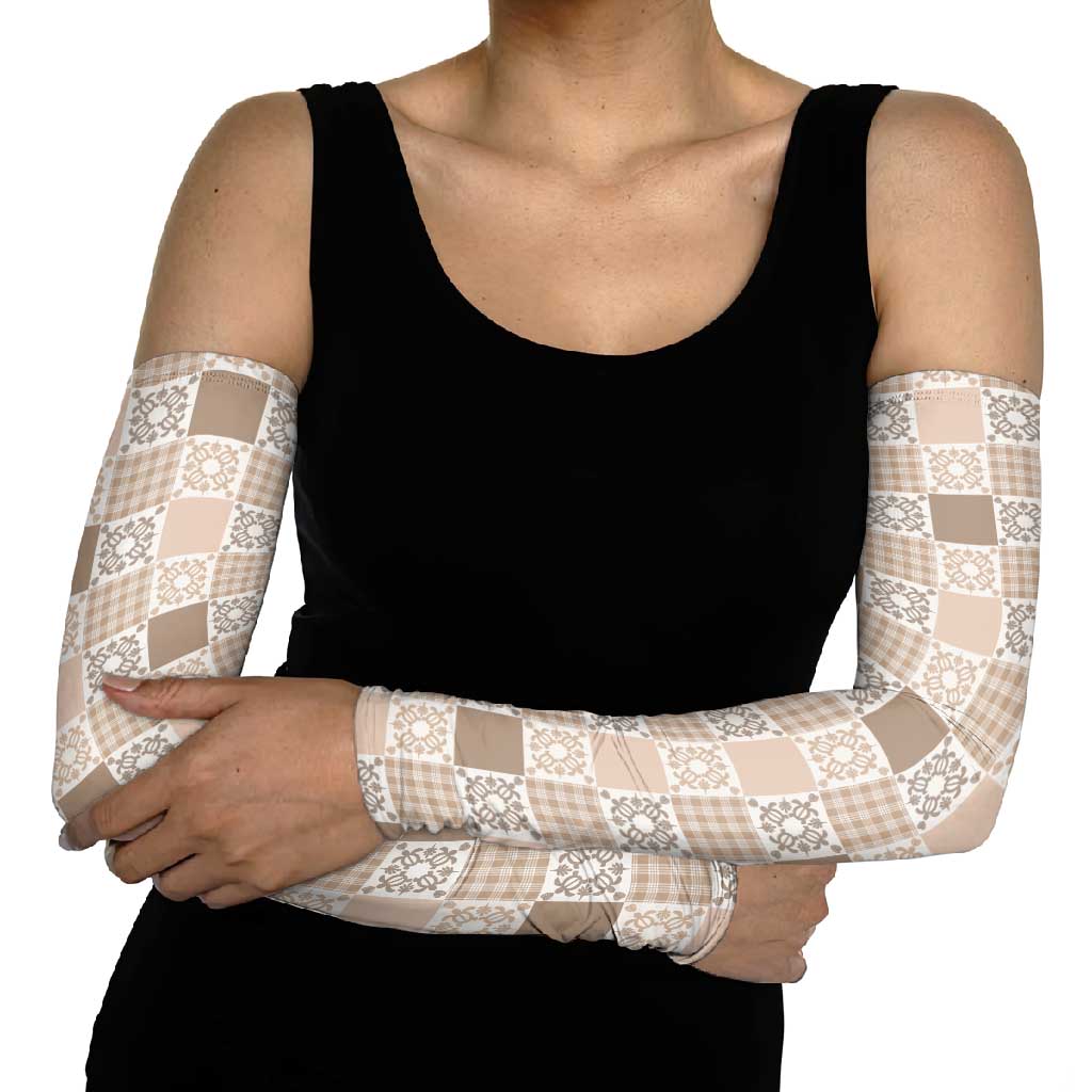 Hawaiian Palaka Quilt Pattern Arm Sleeves Hawaii Culture Honu Turtle - Polynesian Pride