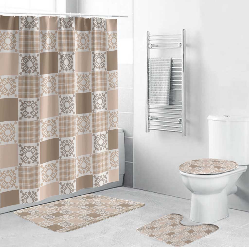 Hawaiian Palaka Quilt Pattern Bathroom Set Hawaii Culture Honu Turtle - Polynesian Pride