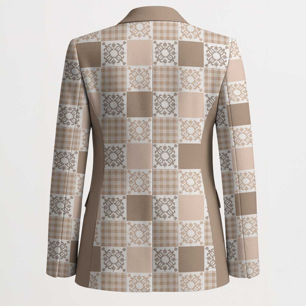 Hawaiian Palaka Quilt Pattern Blazer Hawaii Culture Honu Turtle - Polynesian Pride