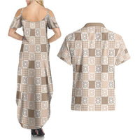 Hawaiian Palaka Quilt Pattern Couples Matching Summer Maxi Dress and Hawaiian Shirt Hawaii Culture Honu Turtle LT9 - Polynesian Pride