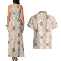 Hawaiian Palaka Quilt Pattern Couples Matching Tank Maxi Dress and Hawaiian Shirt Hawaii Culture Honu Turtle LT9 - Polynesian Pride