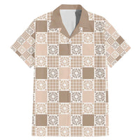 Hawaiian Palaka Quilt Pattern Family Matching Mermaid Dress and Hawaiian Shirt Hawaii Culture Honu Turtle LT9 Dad's Shirt - Short Sleeve Beige - Polynesian Pride