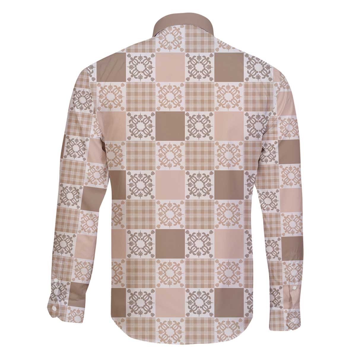 Hawaiian Palaka Quilt Pattern Family Matching Off The Shoulder Long Sleeve Dress and Hawaiian Shirt Hawaii Culture Honu Turtle LT9 - Polynesian Pride