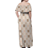 Hawaiian Palaka Quilt Pattern Family Matching Off Shoulder Maxi Dress and Hawaiian Shirt Hawaii Culture Honu Turtle LT9 - Polynesian Pride